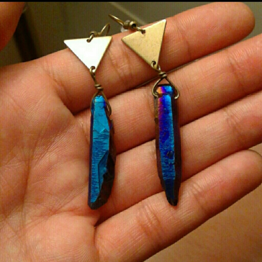 **SOLD**Raw Aura Quartz Earrings